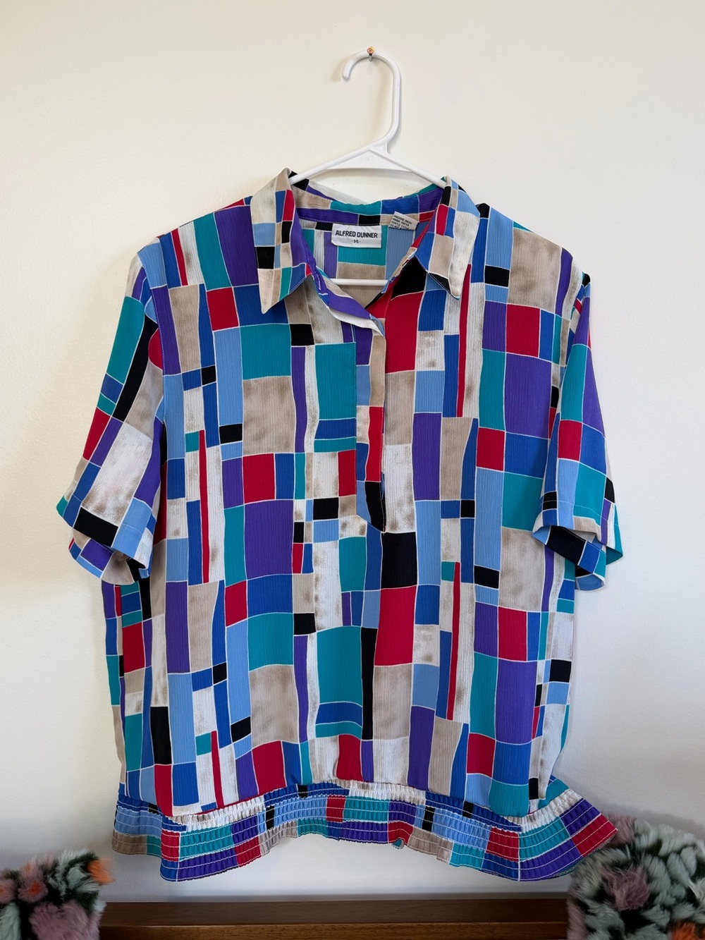 Alfred Dunner Multicolor Geometric Short-Sleeve Shirt - Teal/Blue/Purple